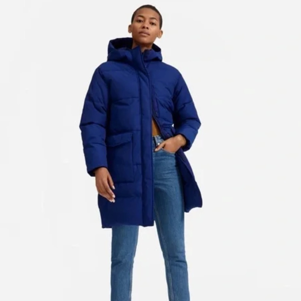 Everlane Women’s Winter Parka Coat - blue XXS, 100% recycled material